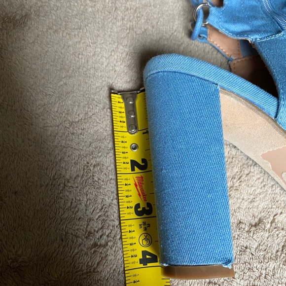 NWT Denim Lace Up Open Toe Shoes - Picture 7 of 7